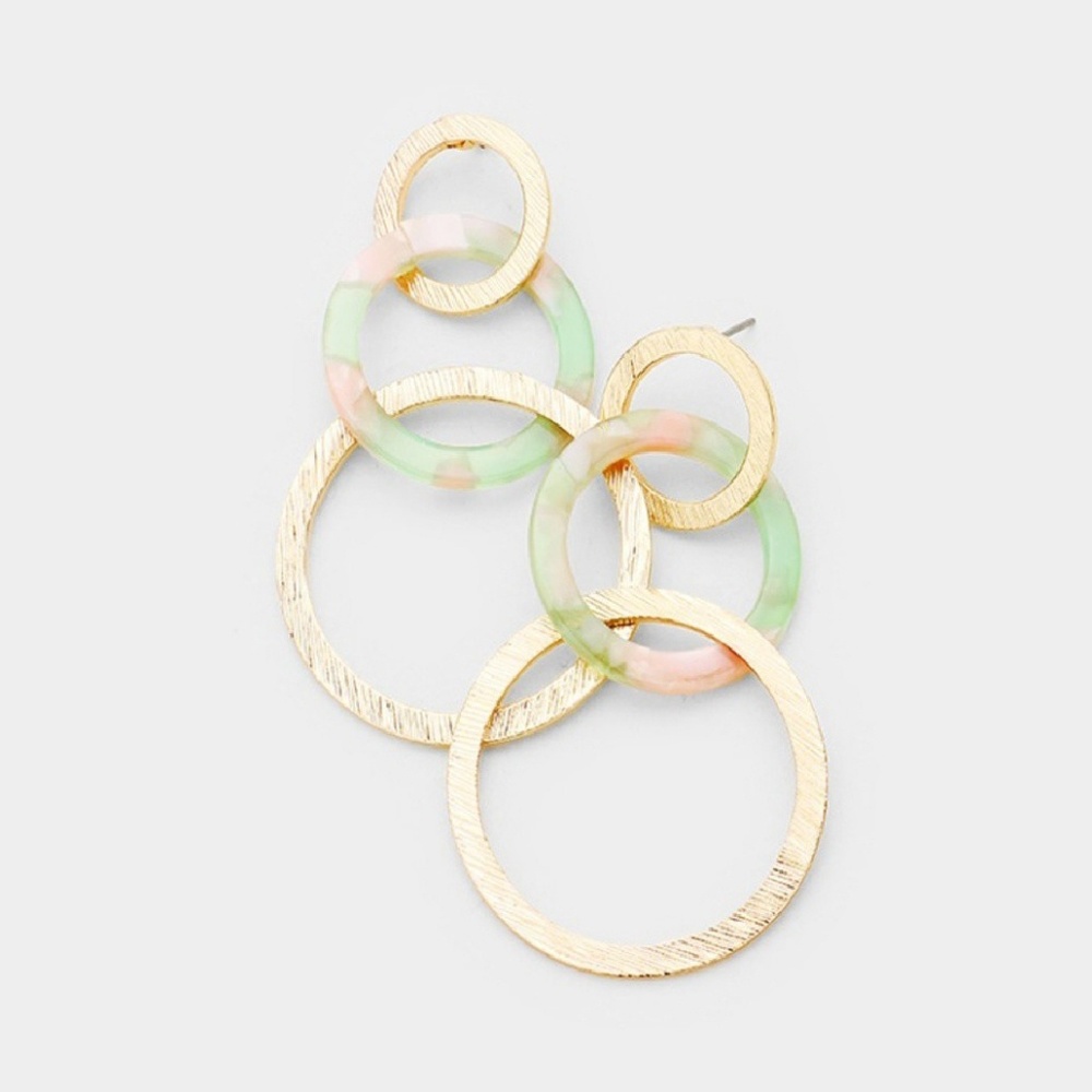 💎Triple Hoop Acrylic Resin and Rose Gold Earrings